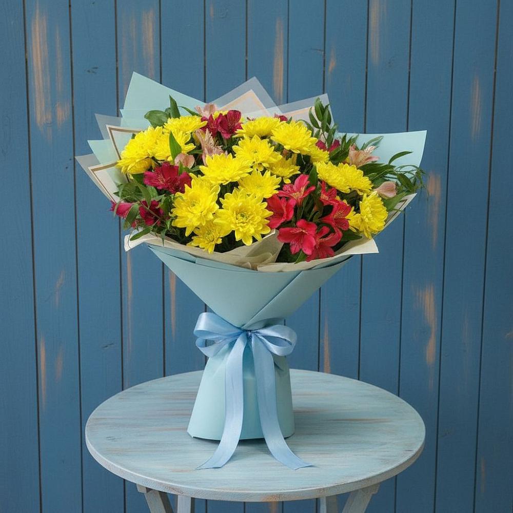Букет цветов из: Альстромерии и Хризантемы в Марках