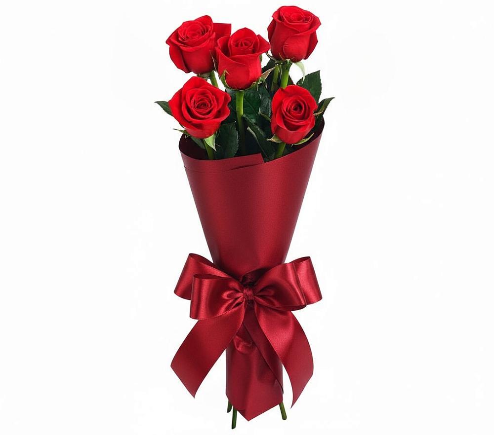 Букет 5 Красных роз Эдлесс Лав в Марках