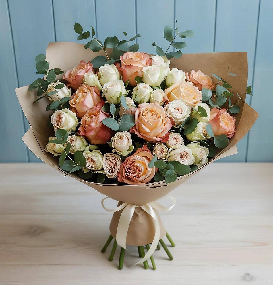 Букет цветов из: Альстромерии и Розы в Марках