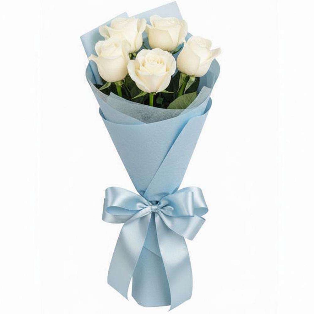 Букет 5 Белых роз Проуд в Марках
