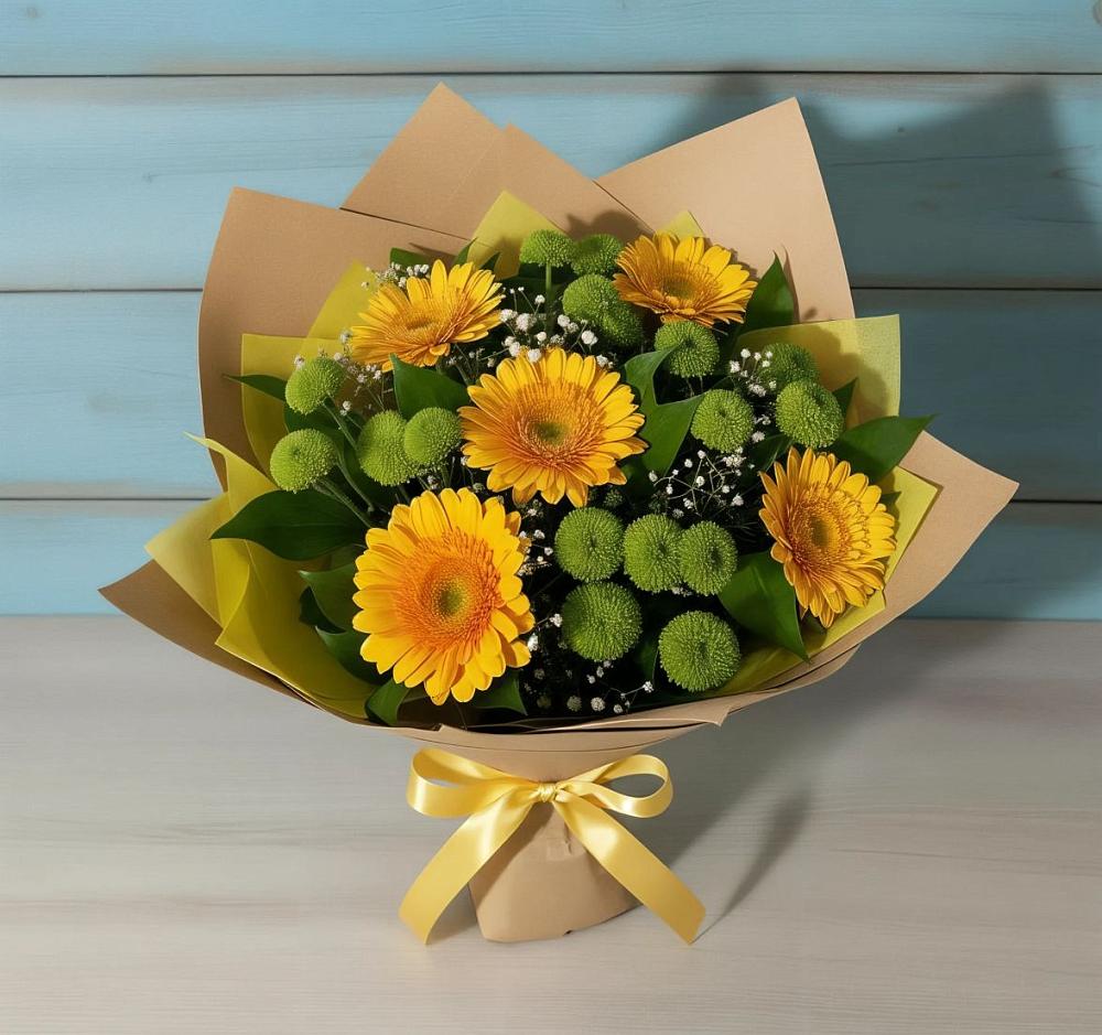 Букет цветов из: Герберы и Хризантемы в Марках