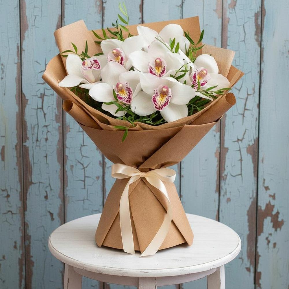 Букет цветов из: Орхидеи и Розы в Марках