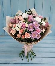 Букет цветов из:  Хризантемы, Розы и Альстромерии в Марках
